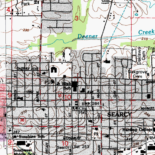 Topographic Map of Pleasant Grove Baptist Church, AR