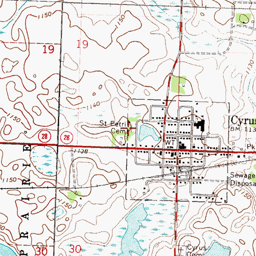 Topographic Map of Saint Petri Cemetery, MN