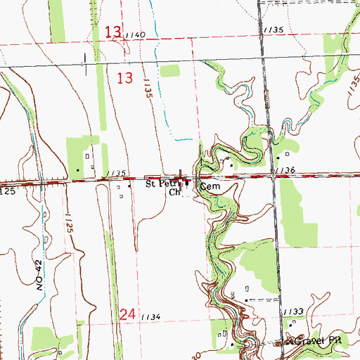 Topographic Map of Saint Petri Church, MN
