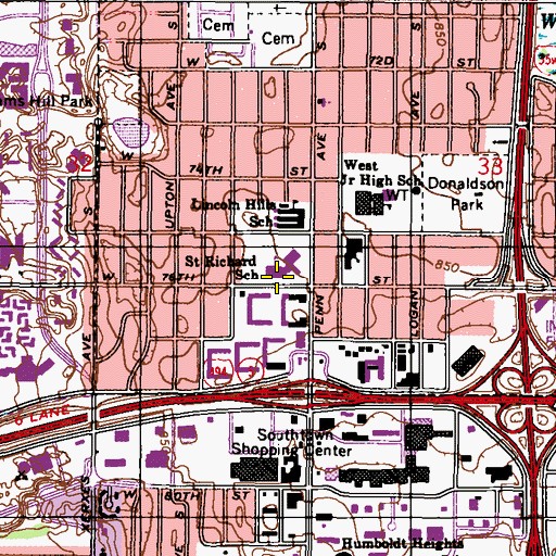 Topographic Map of Saint Richard School, MN