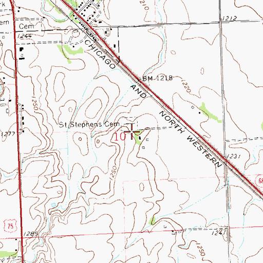 Topographic Map of Saint Stephens Cemetery, MN