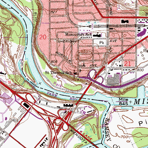 Topographic Map of Saint Theresa School, MN
