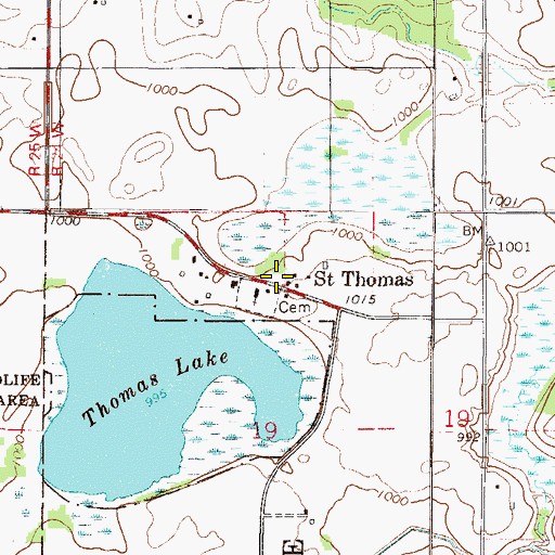 Topographic Map of Saint Thomas, MN