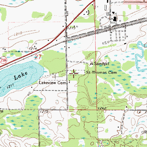 Topographic Map of Saint Thomas Cemetery, MN