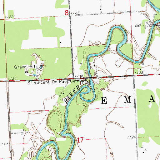 Topographic Map of Saint Vincent De Paul Cemetery, MN