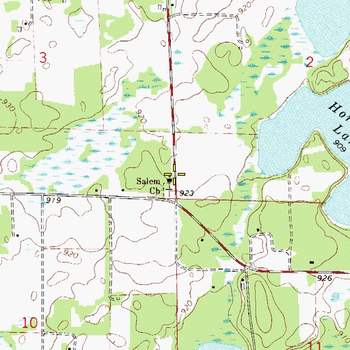 Topographic Map of Salem Church, MN