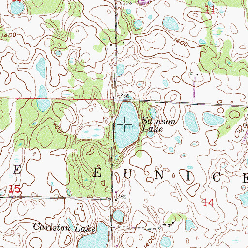 Topographic Map of Samson Lake, MN