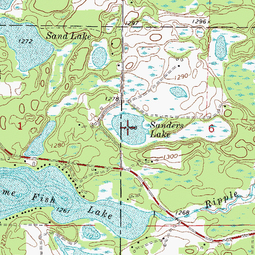 Topographic Map of Sanders Lake, MN