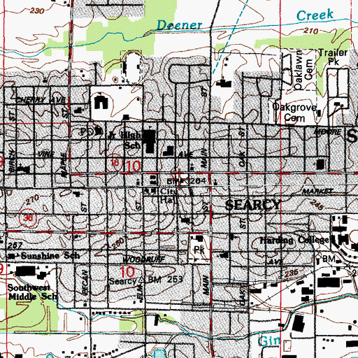 Topographic Map of White County Courthouse, AR