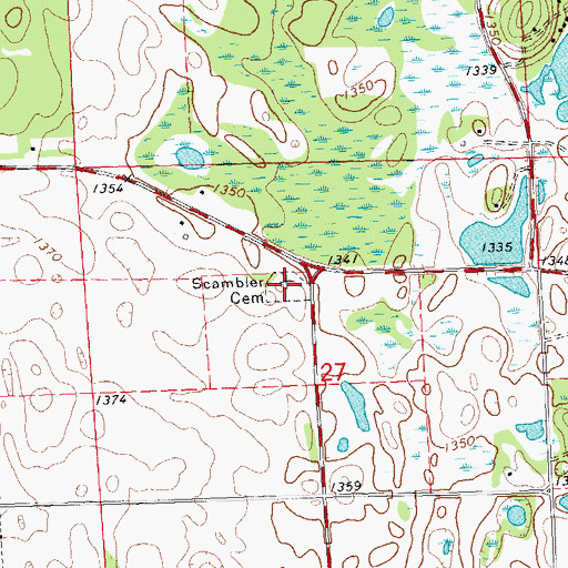 Topographic Map of Scambler Cemetery, MN