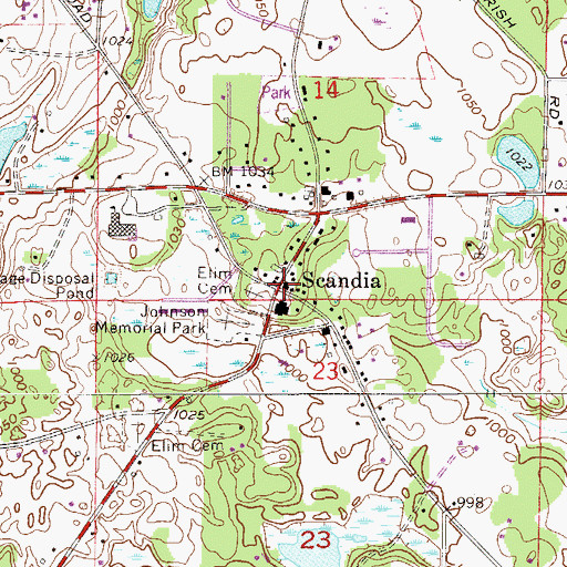 Topographic Map of Scandia, MN