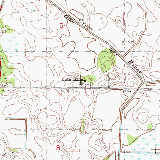 Topographic Map of Lake Lillian Church, MN
