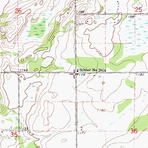 Topographic Map of School Number 2054, MN