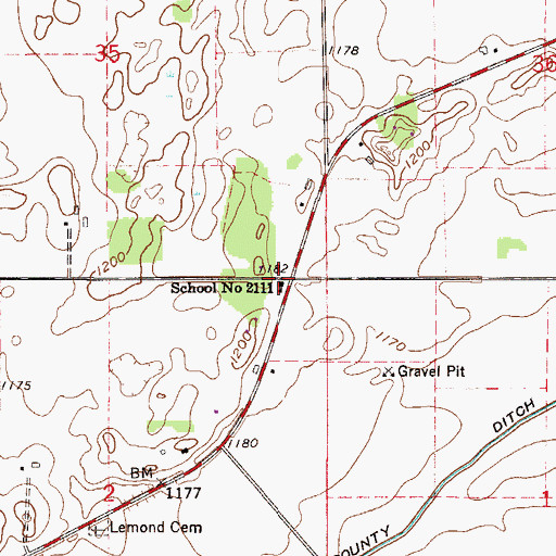 Topographic Map of School Number 2111, MN