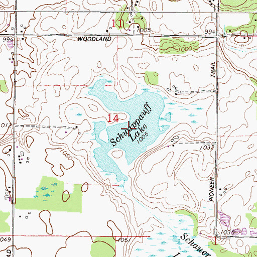 Topographic Map of Schwappauff Lake, MN