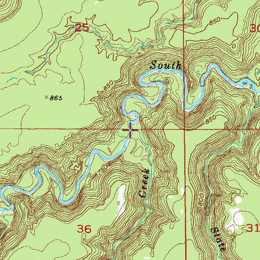 Topographic Map of Section Thirty-six Creek, MN