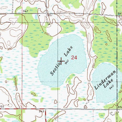 Topographic Map of Section Lake, MN