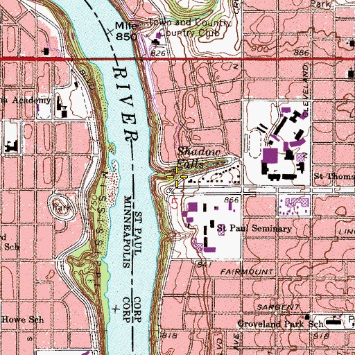 Topographic Map of Shadow Falls, MN