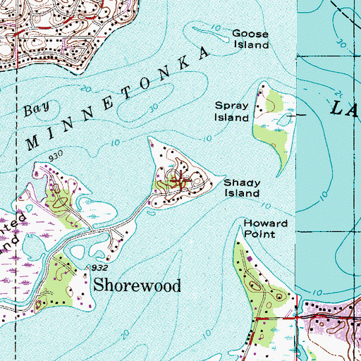 Topographic Map of Shady Island, MN