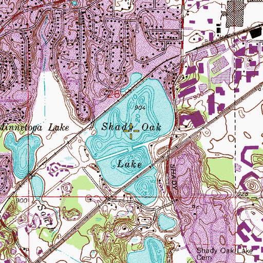 Topographic Map of Shady Oak Lake, MN