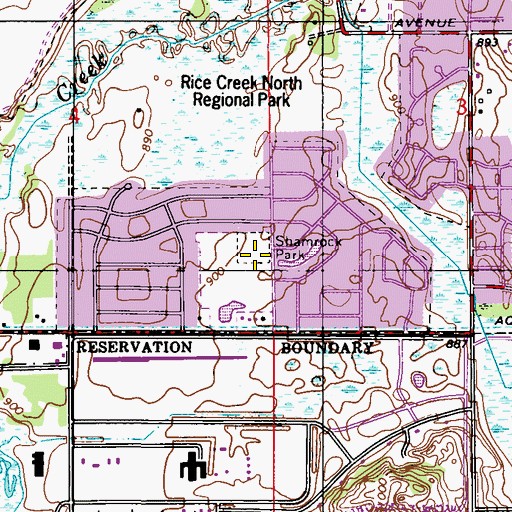 Topographic Map of Shamrock Park, MN