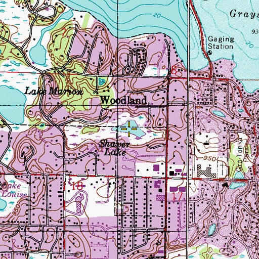 Topographic Map of Shaver Lake, MN