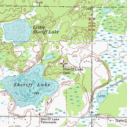 Topographic Map of Sheriff Lake Cemetery, MN