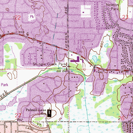 Topographic Map of Shingle Creek Park, MN