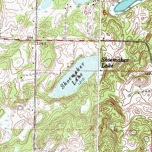 Topographic Map of Shoemaker Lake, MN