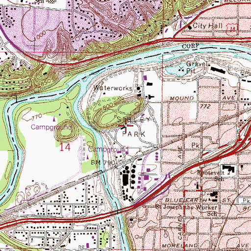 Topographic Map of Sibley Park, MN