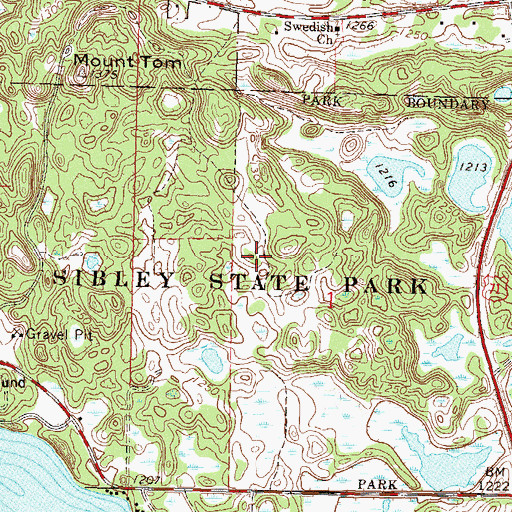Topographic Map of Sibley State Park, MN