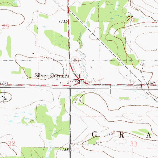 Topographic Map of Silver Corners, MN