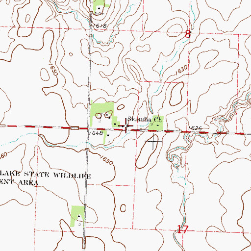Topographic Map of Skandia Church, MN