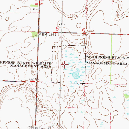 Topographic Map of Skarpness State Wildlife Management Area, MN