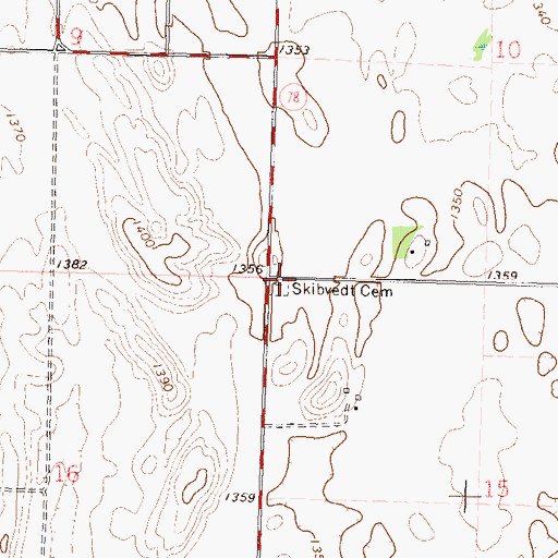 Topographic Map of Skibvedt Cemetery, MN