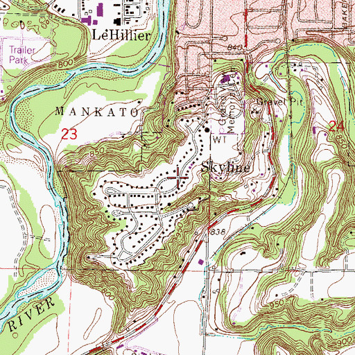 Topographic Map of Skyline, MN