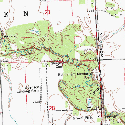 Topographic Map of Sleeper Cemetery, MN