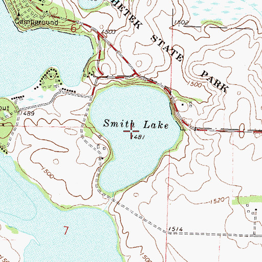 Topographic Map of Smith Lake, MN