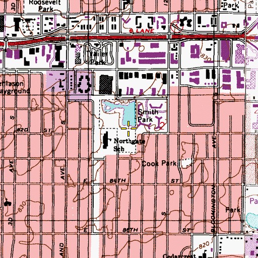 Topographic Map of Smith Park, MN