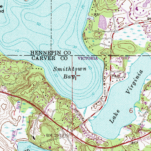 Topographic Map of Smithtown Bay, MN