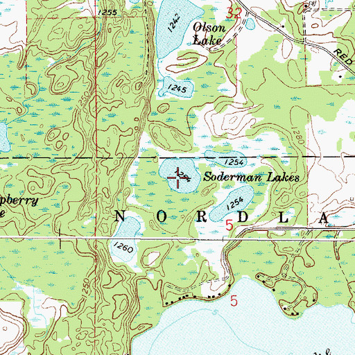 Topographic Map of Soderman Lakes, MN