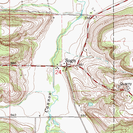 Topographic Map of Sogn, MN