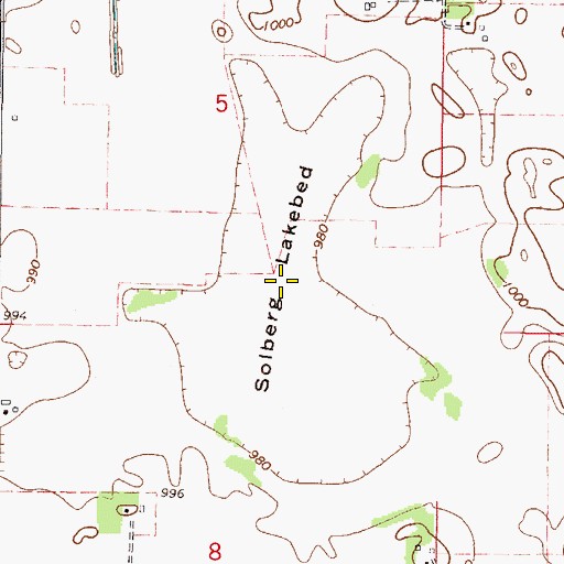 Topographic Map of Solberg Lakebed, MN