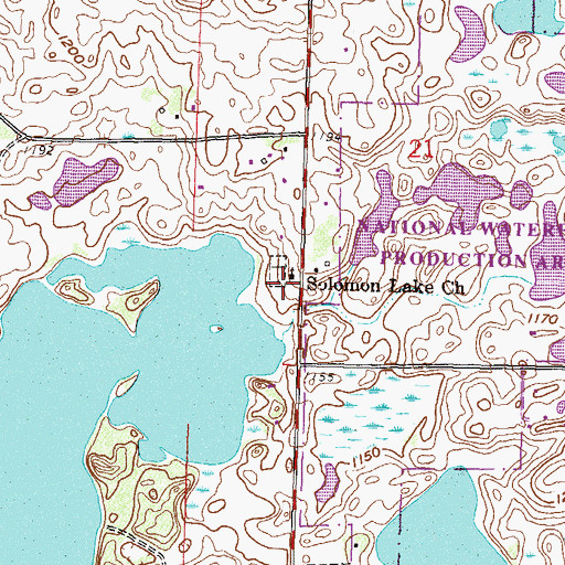 Topographic Map of Solomon Lake Church, MN