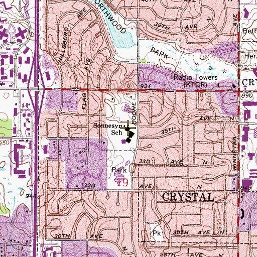 Topographic Map of Sonnesyn School, MN