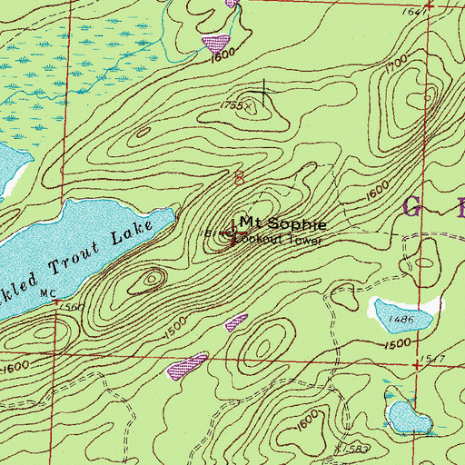 Topographic Map of Mount Sophie, MN