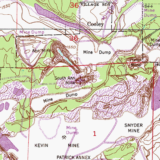 Topographic Map of South Ann Mine, MN