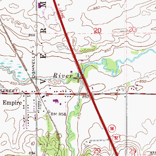 Topographic Map of South Branch Vermillion River, MN