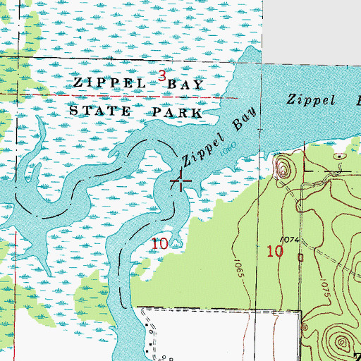 Topographic Map of South Branch Zippel Creek, MN
