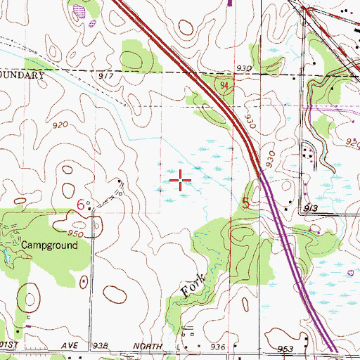 Topographic Map of South Fork Rush Creek, MN